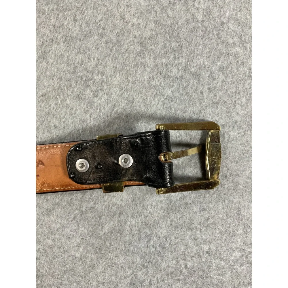 Veretta Belts Mens 38 Black Ostrich Leather Gold Medallion Key Belt Mexico 1567